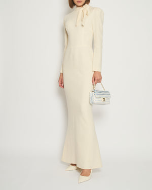 Ermanno Scervino Cream Maxi Dress with Bow Neck Detail IT 42 (UK 10)