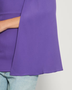 Valentino Purple Silk Crepe Top with Cape Detail Size IT 38 (UK 6)