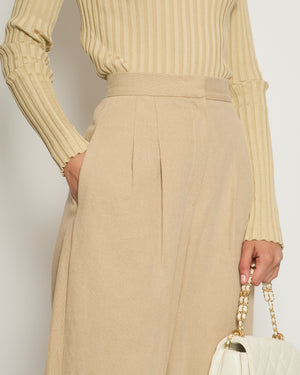 Chanel Beige High-Waist Trousers with Turn-up Detail FR 38 (UK 10)