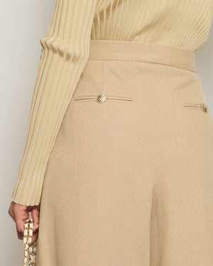 Chanel Beige High-Waist Trousers with Turn-up Detail FR 38 (UK 10)