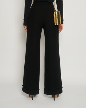 Chanel Black Tweed High-Waist Trousers with Frayed Trim Detail FR 38 (UK 10)