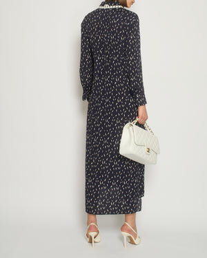 Chloe Navy Floral Print Maxi Dress with Waist Tie Detail FR 34 (UK 6)