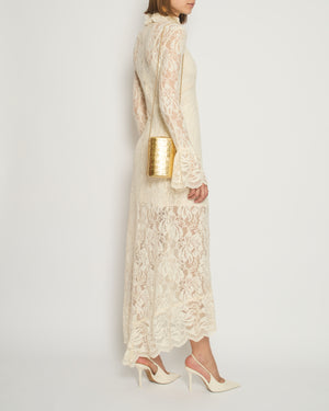 Paco Rabanne Ivory Lace Long Sleeve Maxi Dress FR 34 (UK 6)