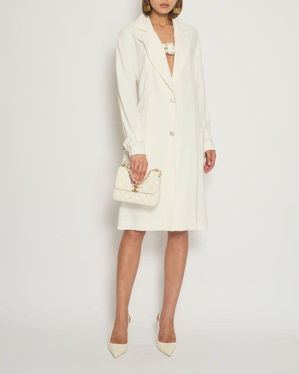 Chanel Cream Long Sleeve Coat with Chain Buckle Fastening Detail FR 38 (UK 10)