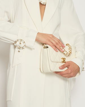 Chanel Cream Long Sleeve Coat with Chain Buckle Fastening Detail FR 38 (UK 10)