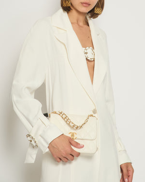 Chanel Cream Long Sleeve Coat with Chain Buckle Fastening Detail FR 38 (UK 10)