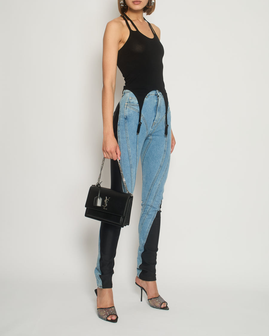 Mugler Blue Panelled High-Waist Jeans Size FR 34 (UK 6)