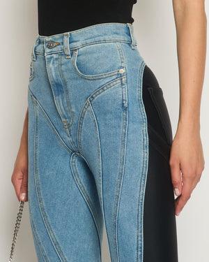 Mugler Blue Panelled High-Waist Jeans Size FR 34 (UK 6)