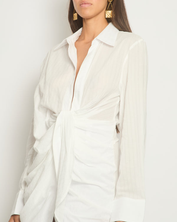 Jacquemus White Le Coup De Soleil Mini Dress with Knot Tie Detail FR 36 (UK 8)