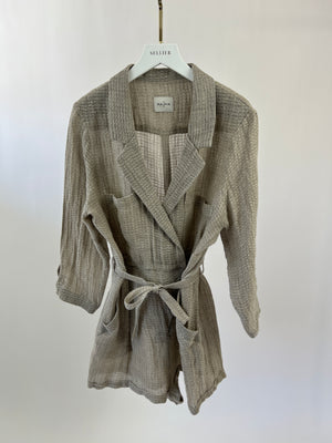 Le Kasha Beige Linen Playsuit with Zip-Up Detail Size XS (UK 6-8)