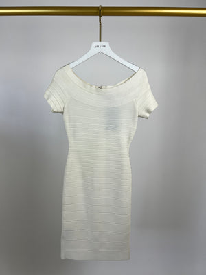 Herve Leger White Knit Bodycon Dress Size XS (UK 6)