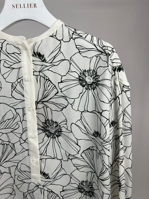 Loro Piana White and Black Floral Silk Shirt