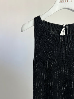 Ermanno Scervino Black Knitted Midi Dress with Crystal Embellishment Size IT 38 (UK 6)