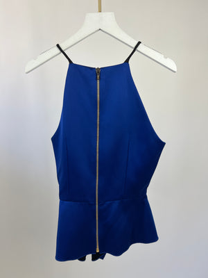 Roland Mouret Electric Blue Gown Long Dress with Vest Zip Top Size UK 8