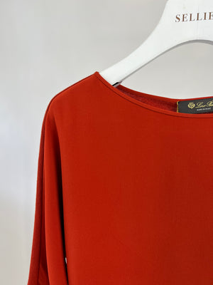 Loro Piana Red Long-Sleeve Silk and Cashmere Top Size S (UK 8)