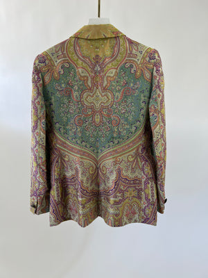 Etro MultI-Coloured Paisley Print Button Down Blazer with Lapel Detailing IT 42 (UK 12)