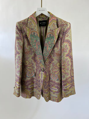 Etro MultI-Coloured Paisley Print Button Down Blazer with Lapel Detailing IT 42 (UK 12)