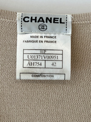 Chanel Beige Sleeveless V-neck Top Size FR 42 (UK 14)