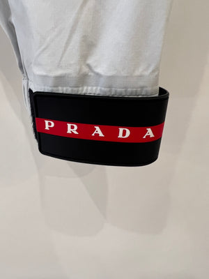 Prada Light Grey Active Nylon Pants with Logo Details Size S (UK 8)