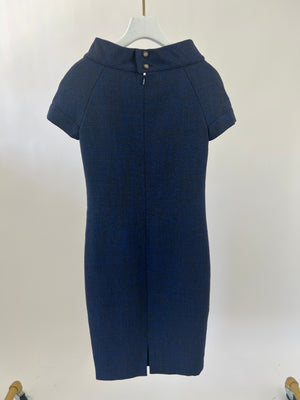 Chanel Navy Short Sleeve Midi Dress with CC buttons Detail Size FR 36 (UK 8)