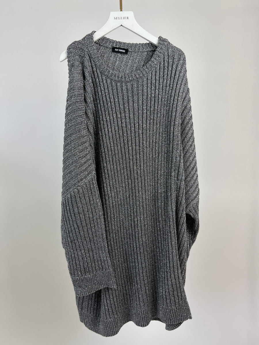 Raf Simons Metallic Ribbed Jumper with Cut Out Detail Size S (UK 10)