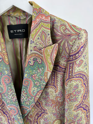 Etro MultI-Coloured Paisley Print Button Down Blazer with Lapel Detailing IT 42 (UK 12)