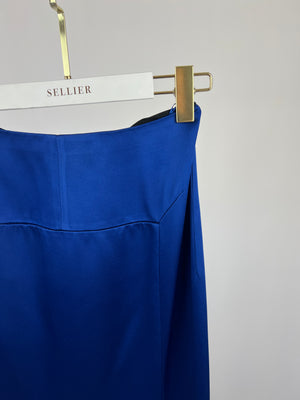 Roland Mouret Electric Blue Gown Long Dress with Vest Zip Top Size UK 8