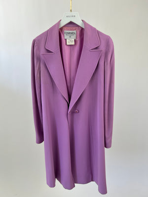 Chanel Vintage 97P Lilac Longline Blazer with CC Button Detail Size FR 38( UK 10)