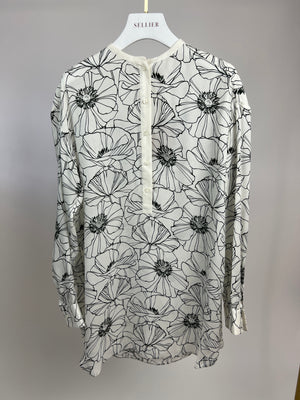 Loro Piana White and Black Floral Silk Shirt