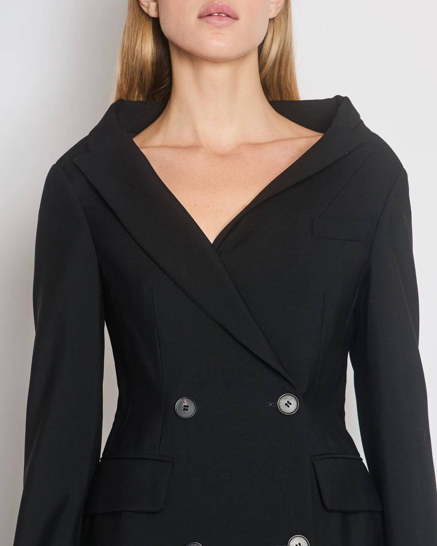 Alexander McQueen Black Mini Blazer Dress with Horn Button Details Size IT 42 (UK 10)