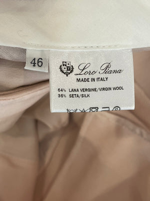 Loro Piana Dusty Pink Wool Wide Leg Trousers Size IT 46 (UK 14)