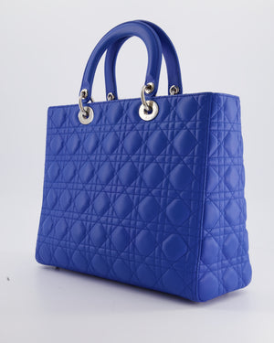 Christian Dior Blue Large Lady Dior Bag with Silver Hardware