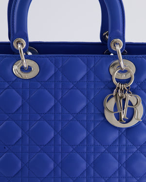 Christian Dior Blue Large Lady Dior Bag with Silver Hardware