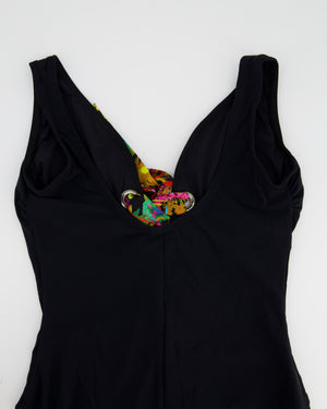 Karla Colletto Black Swimsuit With Multicolour Lace Up Eyelet Detail (UK 8)