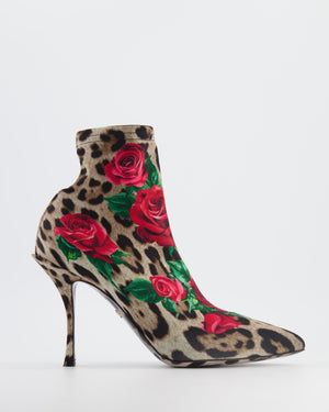 Dolce 
Gabbana Leopard and Roses Ankle Boots Size 40.5