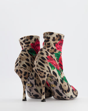 Dolce 
Gabbana Leopard and Roses Ankle Boots Size 40.5