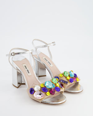 Miu Miu Silver Sandals with Crystal Embellishment Size EU 36