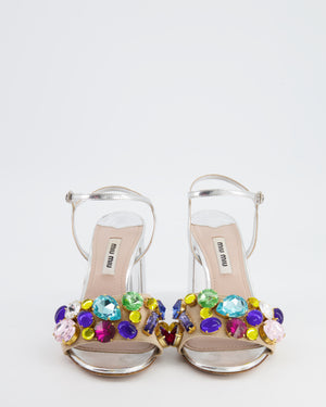 Miu Miu Silver Sandals with Crystal Embellishment Size EU 36