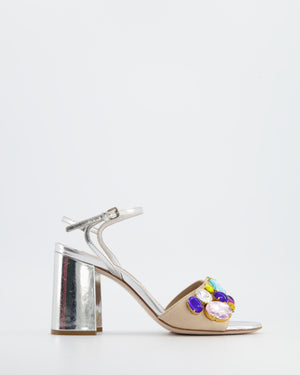 Miu Miu Silver Sandals with Crystal Embellishment Size EU 36