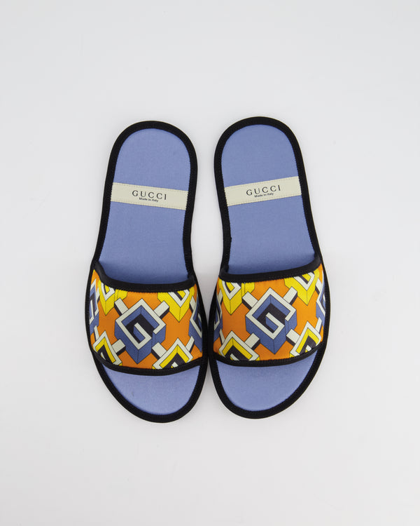 Gucci Blue and Orange Travel Silk Set Neck Pillow and Slippers size M