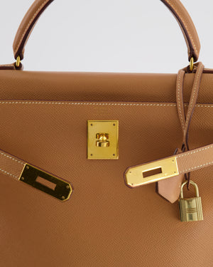 Hermès Vintage Kelly Bag 32cm in Gold Courchevel Leather with Gold Hardware