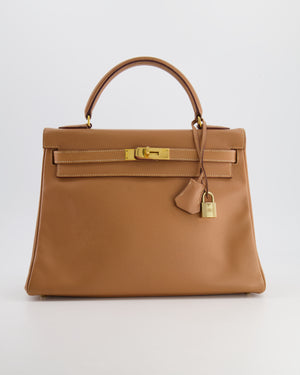 Hermès Vintage Kelly Bag 32cm in Gold Courchevel Leather with Gold Hardware