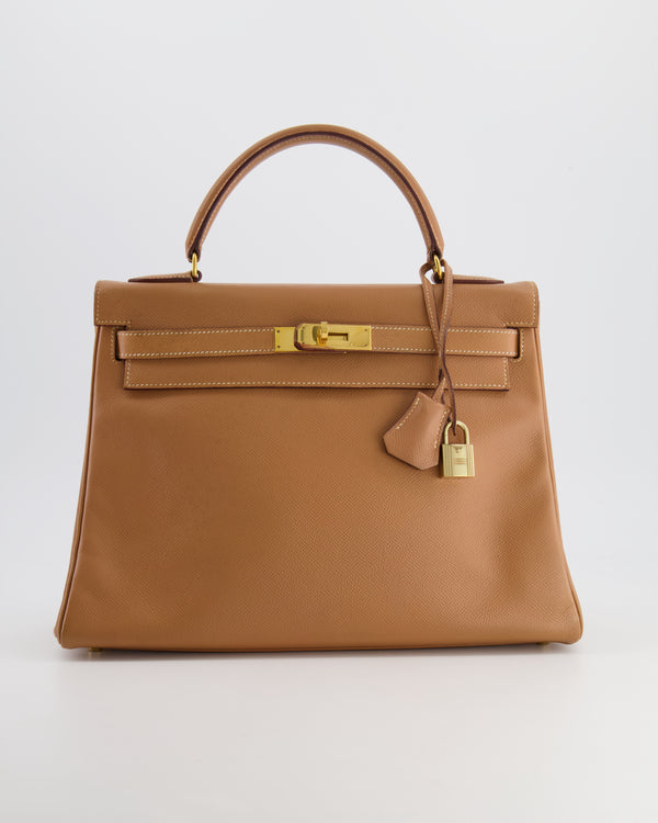 Hermès Vintage Kelly Bag 32cm in Gold Courchevel Leather with Gold Hardware