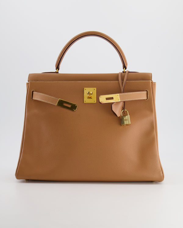 Hermès Vintage Kelly Bag 32cm in Gold Courchevel Leather with Gold Hardware