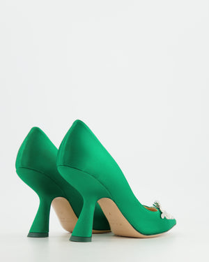 Nicholas Kirkwood Green Monstera Satin Heels Size 38 RRP £485