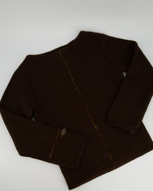 Chanel Brown and Gold Knitted Wool Jumper FR 36 (UK 8)