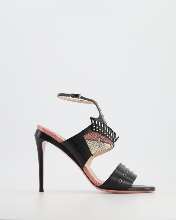 Fendi Rocker Bug Black Studded Sandal Heels Size EU 40