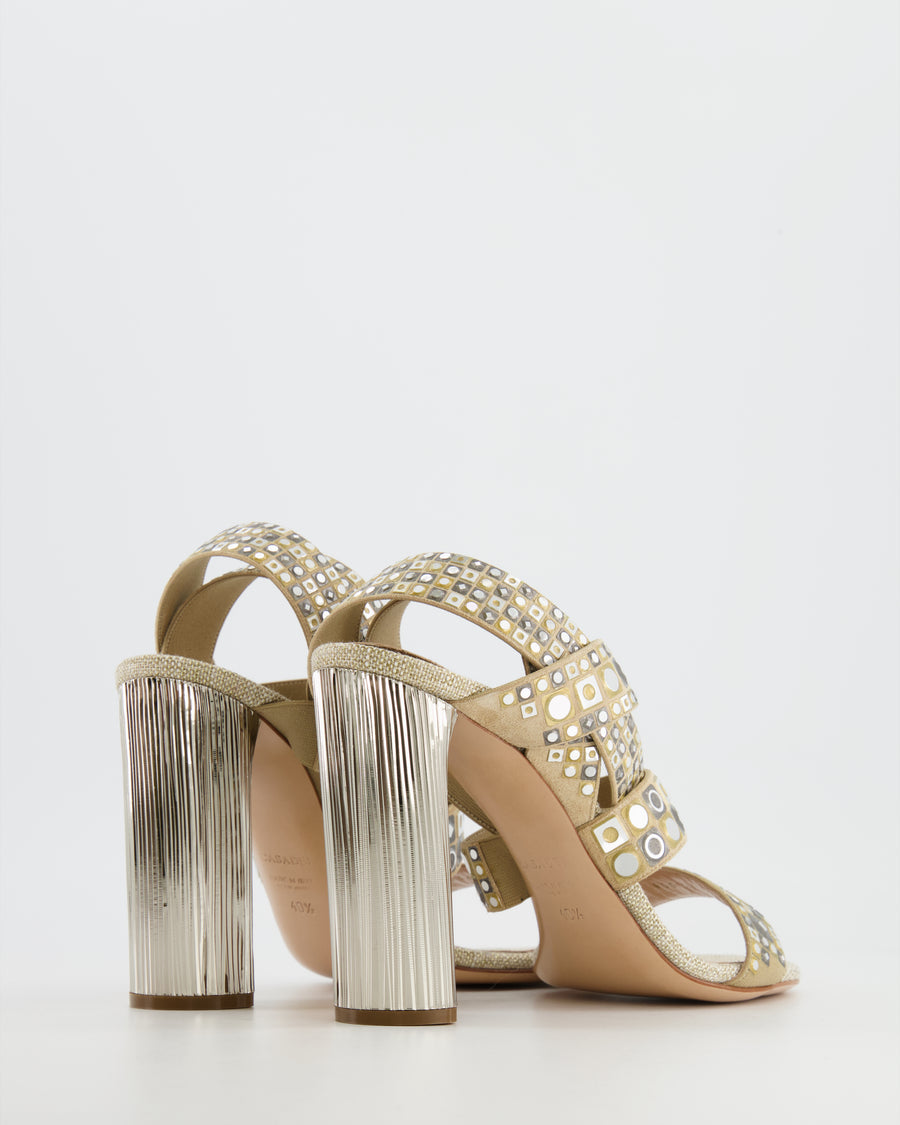 Casadei Silver Gem Embellished Heels Size EU 40.5