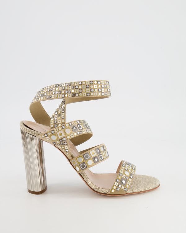 Casadei Silver Gem Embellished Heels Size EU 40.5