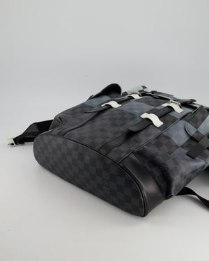 *Limited Edition* Louis Vuitton Christopher Backpack Bag in Black and White Damier Canvas with Silver Hardware